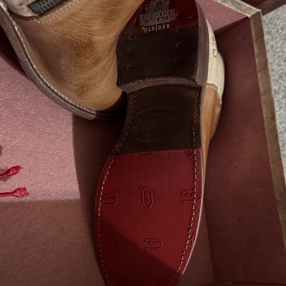 BED|STU Tan and Red Ankle Boots - Picture 2 of 4